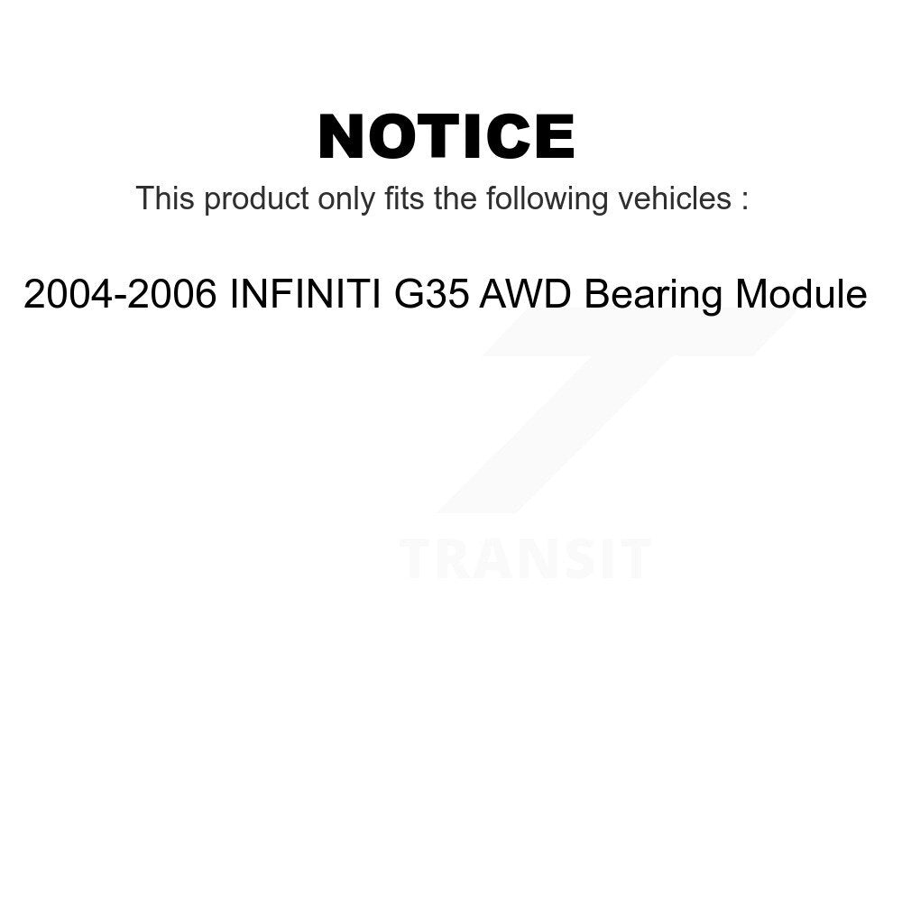 Front Wheel Bearing Assembly Pair For 2004-2006 INFINITI G35 AWD Module K70-100004