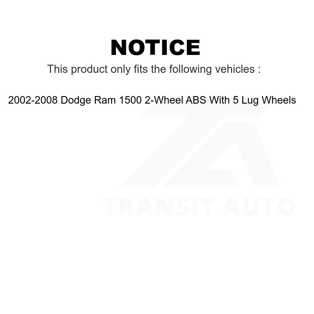 Front Wheel Bearing Hub Assembly 70-515072 For 2002-2008 Dodge Ram 1500 2-Wheel ABS With 5 Lug Wheels