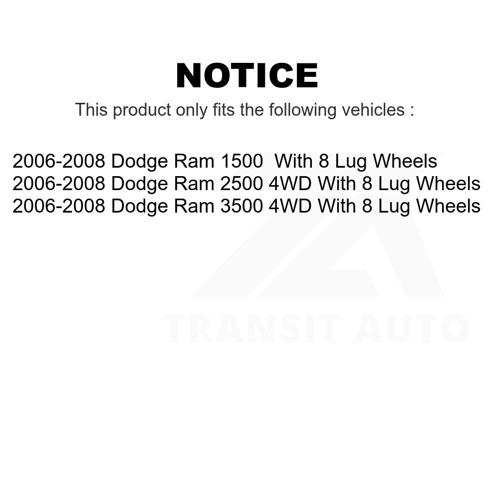 Front Wheel Bearing Hub Assembly 70-515101 For 2006-2008 Dodge Ram 1500 2500 3500 With 8 Lug Wheels