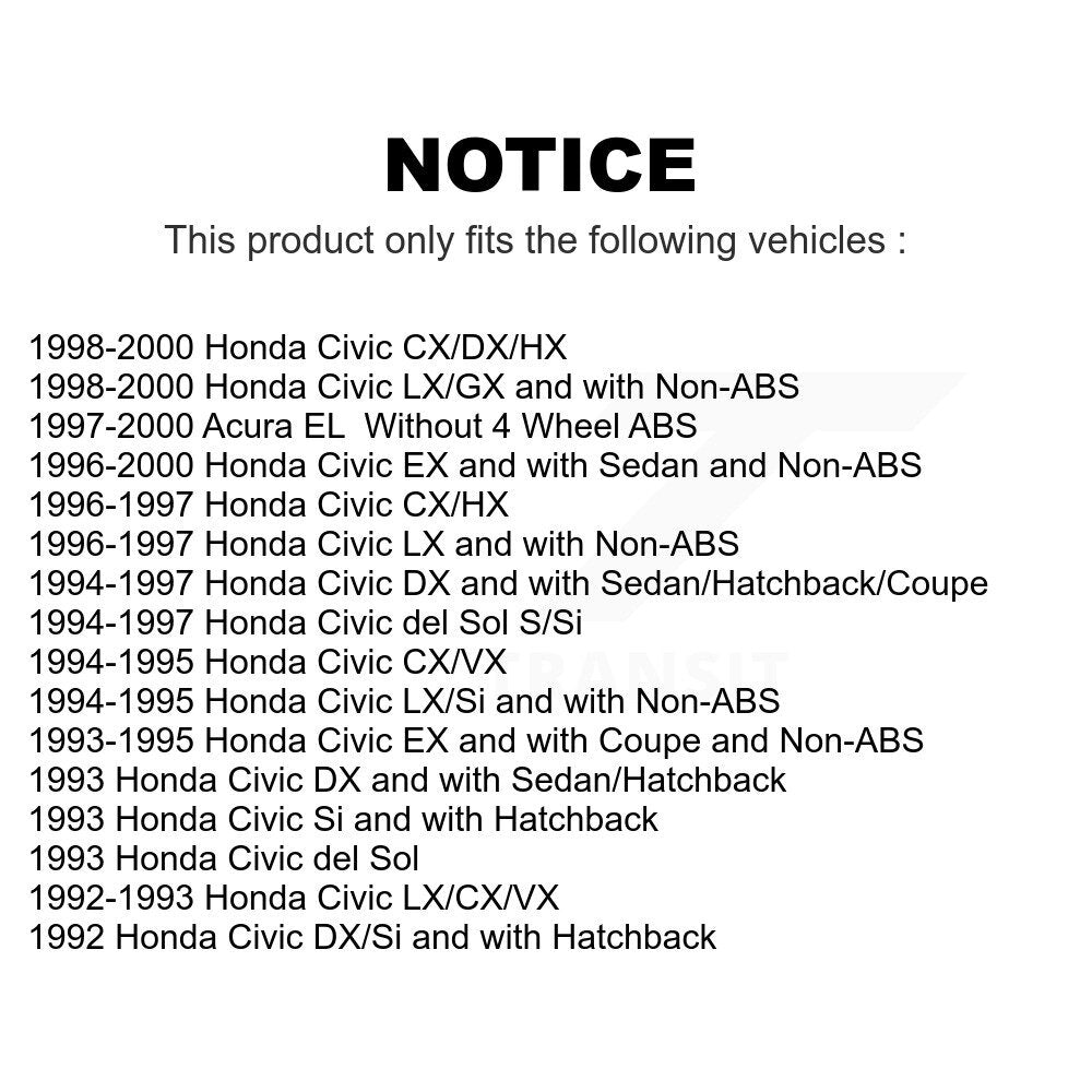 Front Wheel Bearing Pair For Honda Civic del Sol Acura EL K70-100491