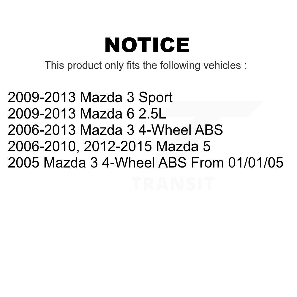 Front Wheel Bearing Pair For Mazda 3 6 5 Sport K70-100534