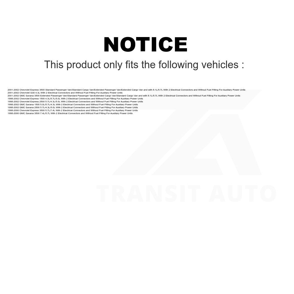 Fuel Pump Module Assembly AGY-00310329 For Chevrolet Express 3500 GMC 1500 2500 Savana G30 With 2 Electrical Connectors Without Fitting Auxiliary Power Units