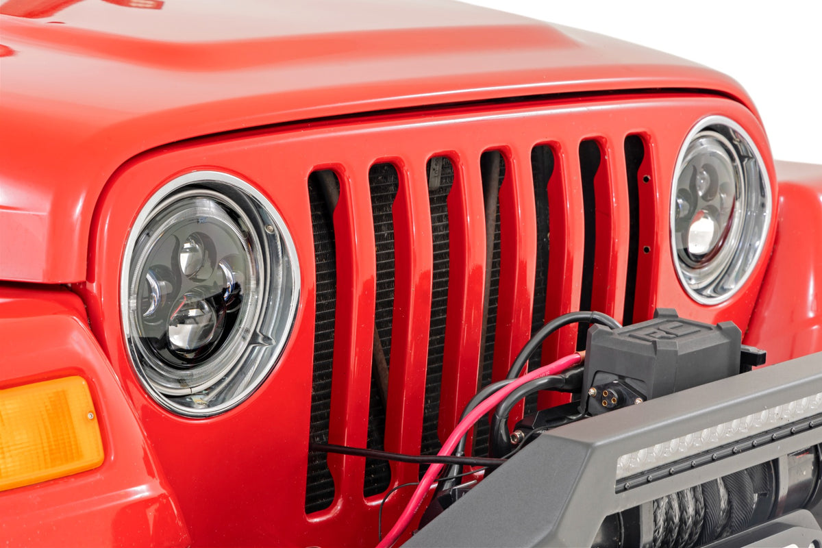 Headlights | DRL Halo LED | 7" | Jeep Wrangler TJ 4WD (1997-2006)