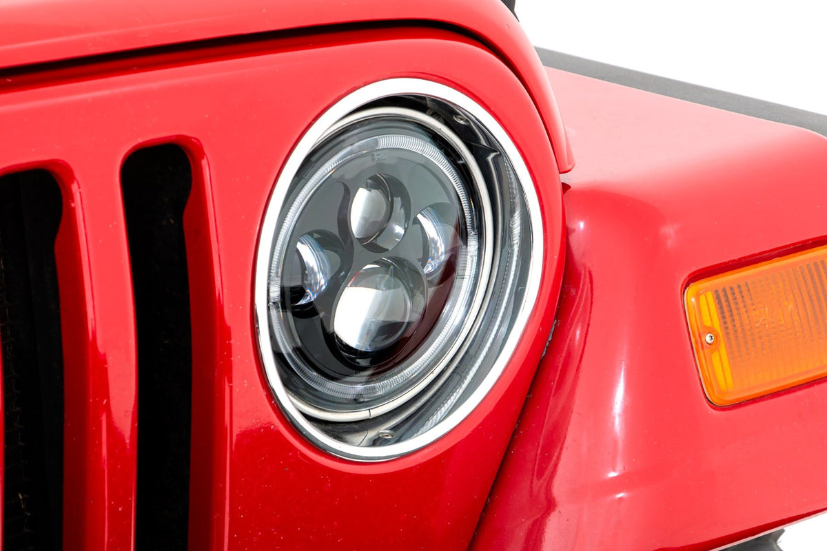 Headlights | DRL Halo LED | 7" | Jeep Wrangler TJ 4WD (1997-2006)