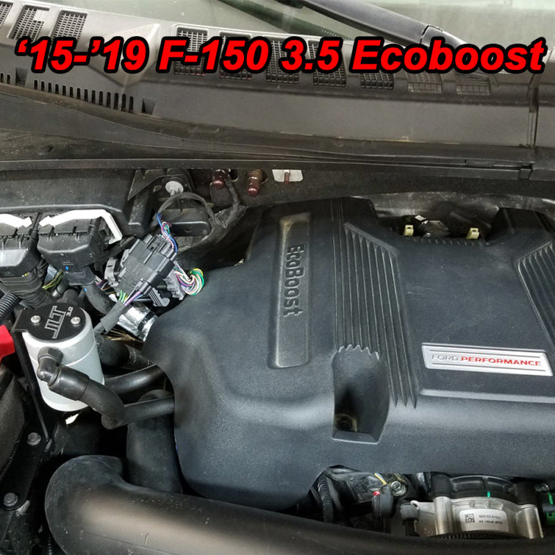 J&amp;L 2011-2025 Ford F-150 2.7L/3.5L/5.0L Passenger Side Oil Separator 3.0 - Clear Anodized