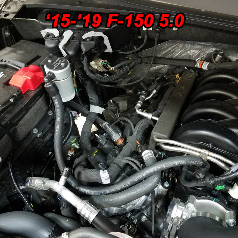 J&amp;L 2011-2025 Ford F-150 2.7L/3.5L/5.0L Passenger Side Oil Separator 3.0 - Clear Anodized