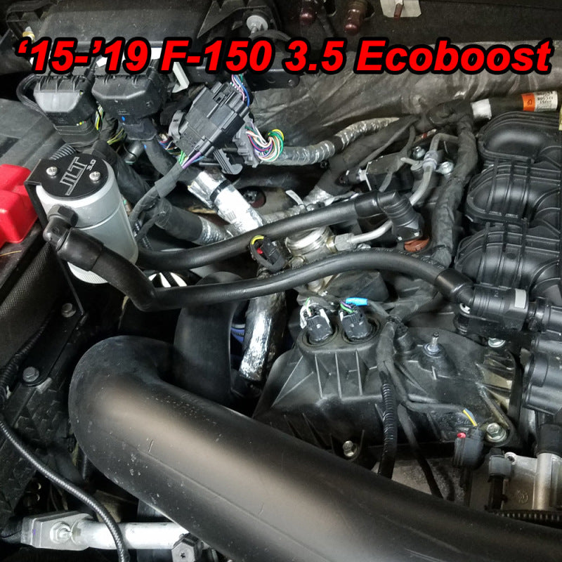 J&amp;L 2011-2025 Ford F-150 2.7L/3.5L/5.0L Passenger Side Oil Separator 3.0 - Clear Anodized