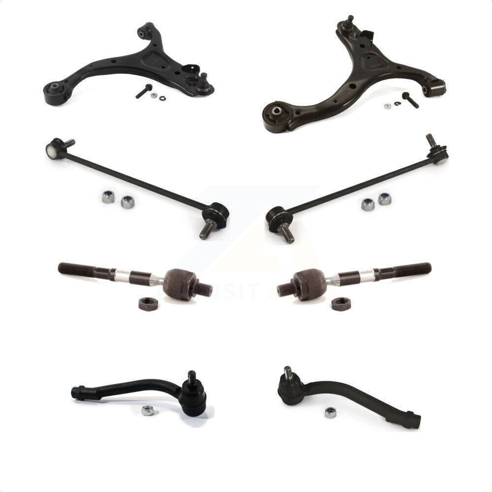 Front Suspension Control Arm And Ball Joint Assembly Steering Tie Rod End Stabilizer Bar Link Kit (8Pc) For Hyundai Santa Fe Kia Sorento K72-100682