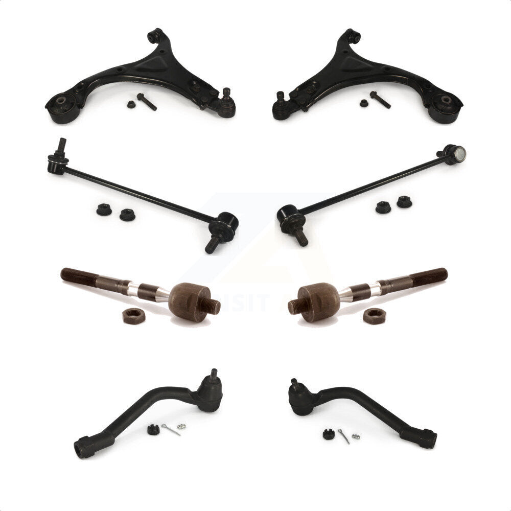 Front Suspension Control Arm And Ball Joint Assembly Steering Tie Rod End Stabilizer Bar Link Kit (8Pc) For 2012-2013 Hyundai Sonata GL GLS 12.64" Center To Length K72-100683