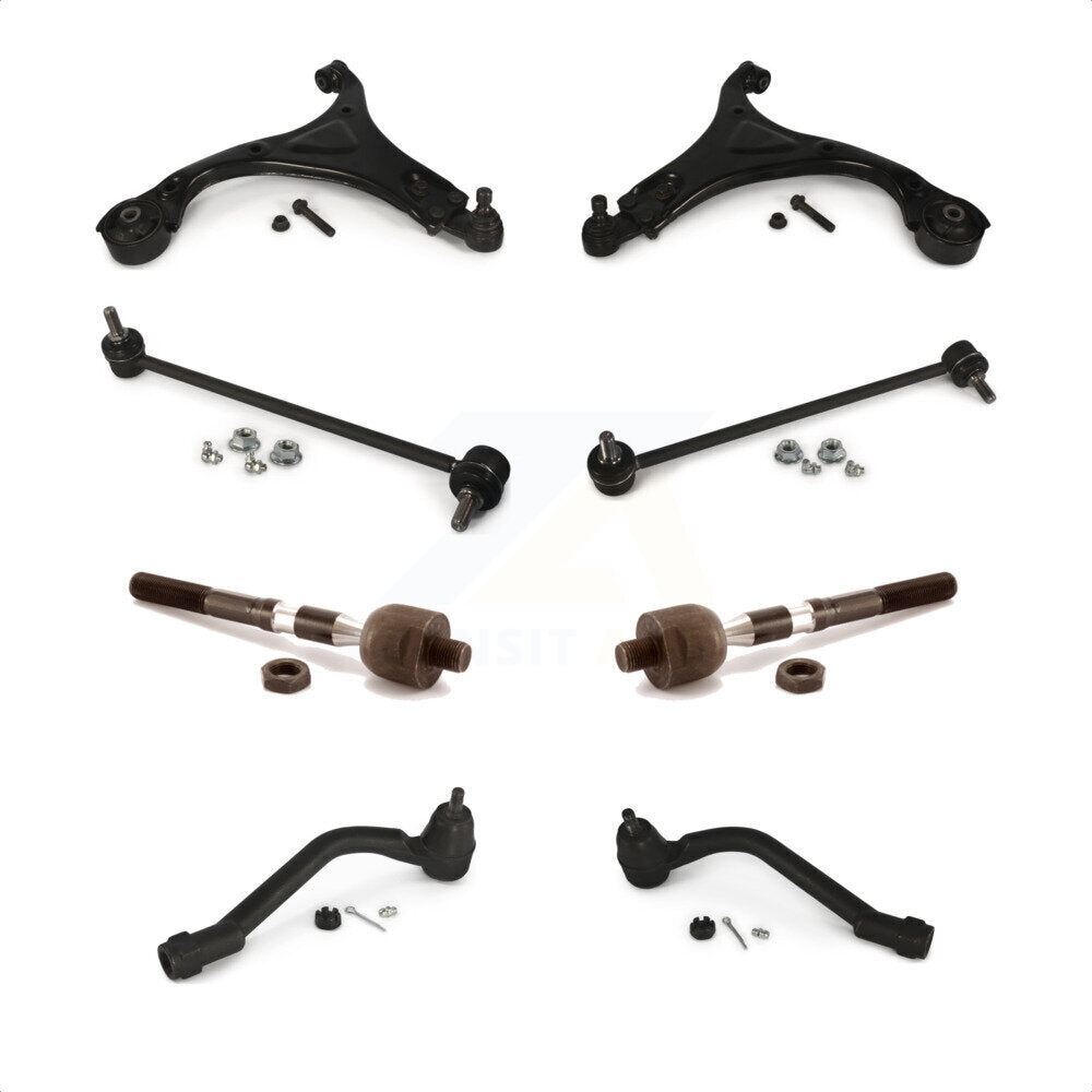 Front Suspension Control Arm And Ball Joint Assembly Steering Tie Rod End Stabilizer Bar Link Kit (8Pc) For 2012 Hyundai Sonata GL GLS 13.82" Center To Length K72-100684