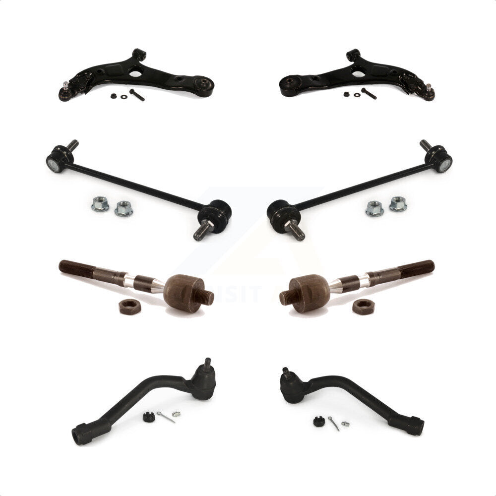 Front Suspension Control Arm And Ball Joint Assembly Steering Tie Rod End Stabilizer Bar Link Kit (8Pc) For Hyundai Sonata Kia Optima Cadenza K72-100689