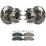 Transit Auto - Front Disc Brake Rotors Hub Assembly And Semi-Metallic Pads Kit For 2008-2010 Ford F-350 Super Duty RWD With Dual Rear Wheels K8A-105770