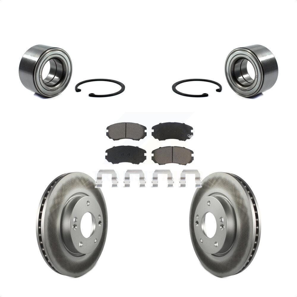 Transit Auto - Front Wheel Bearing With Coated Disc Brake Rotors And Ceramic Pads Kit For 2012-2013 Kia Soul KBB-118307