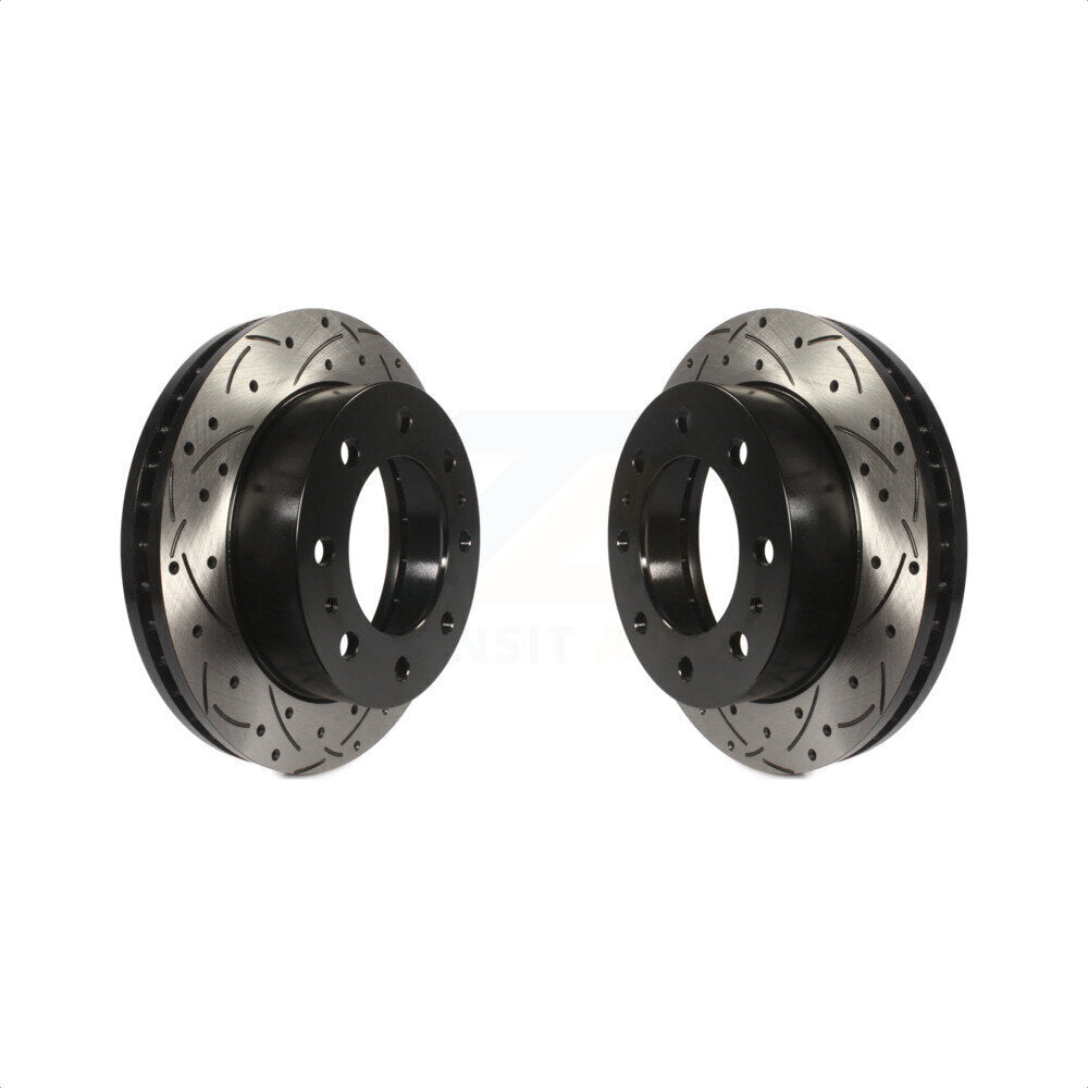 Front Coated Drilled Slotted Disc Brake Rotors Pair For Chevrolet Silverado 2500 HD GMC Express 3500 Sierra Cadillac DeVille Savana Hummer H2 Classic 1500 Suburban Yukon XL Avalanche KD-100001