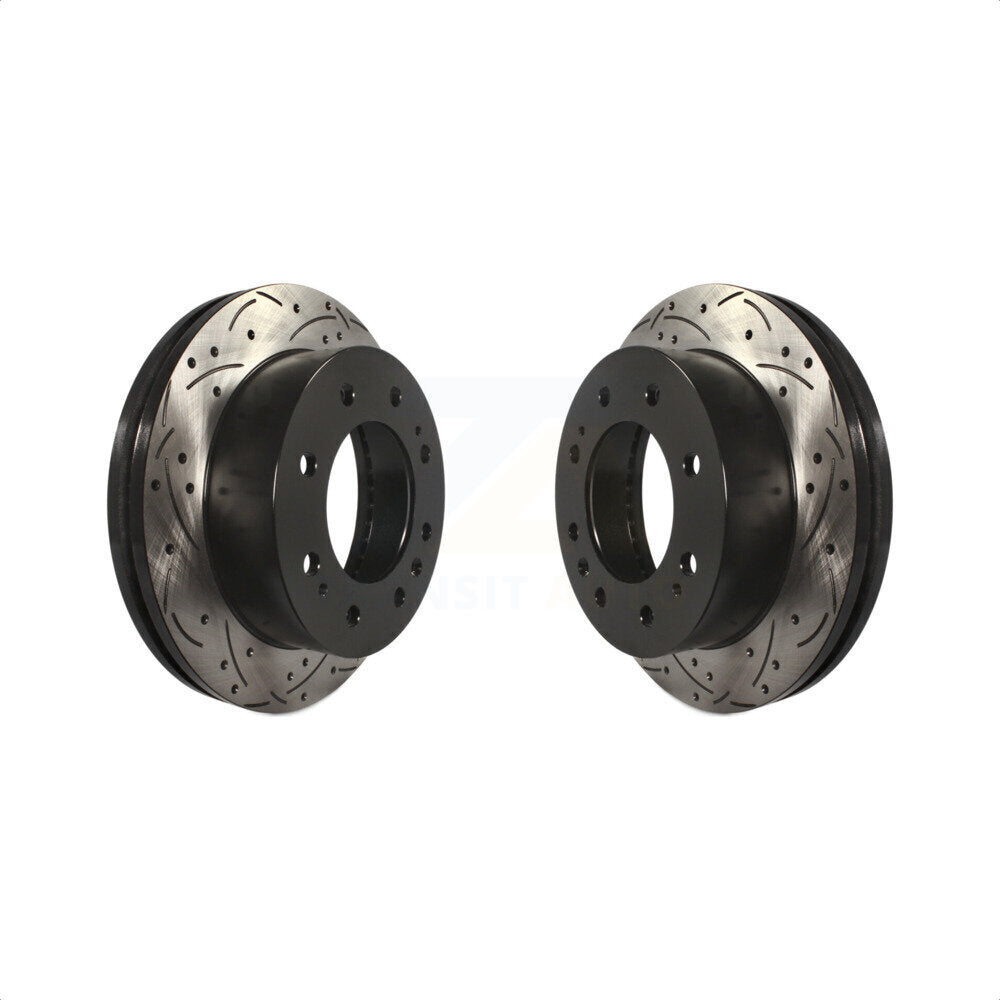 Front Coated Drilled Slotted Disc Brake Rotors Pair For Chevrolet Silverado 2500 HD GMC Sierra 1500 3500 Suburban KD-100007