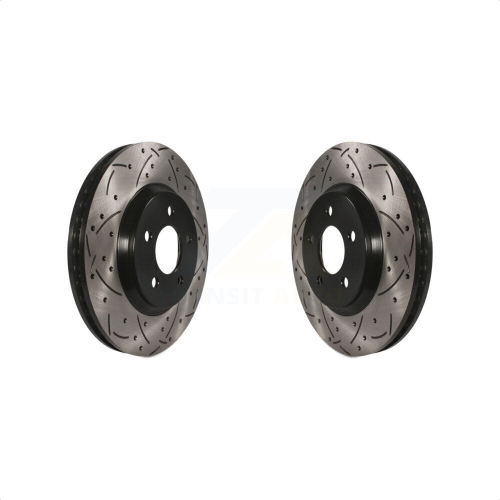 Front Coated Drilled Slotted Disc Brake Rotors Pair For Ford Mustang KD-100011