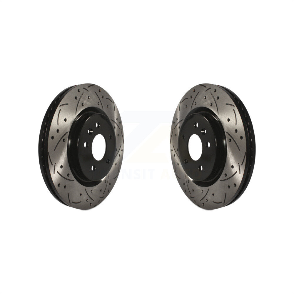 Front Coated Drilled Slotted Disc Brake Rotors Pair For Ford Explorer Taurus Flex Lincoln MKS MKT KD-100014