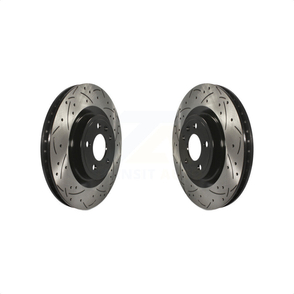 Front Coated Drilled Slotted Disc Brake Rotors Pair For Ford Mustang KD-100016