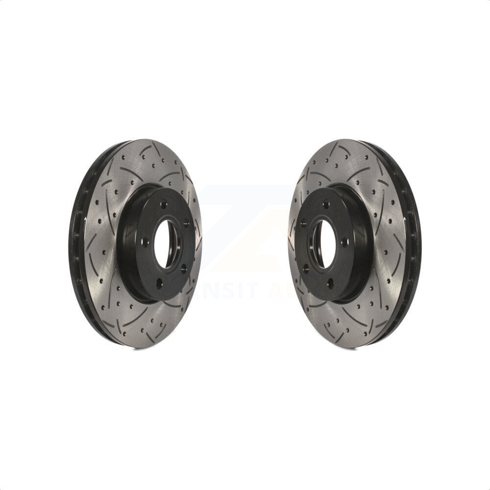 Front Coated Drilled Slotted Disc Brake Rotors Pair For Ford Focus C-Max KD-100017