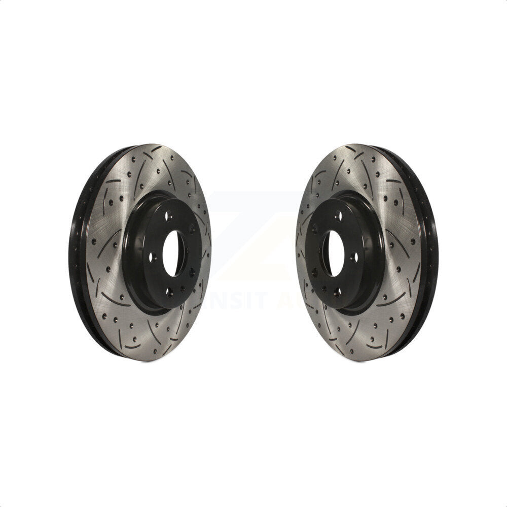 Front Coated Drilled Slotted Disc Brake Rotors Pair For Ford Fusion Lincoln MKZ KD-100019