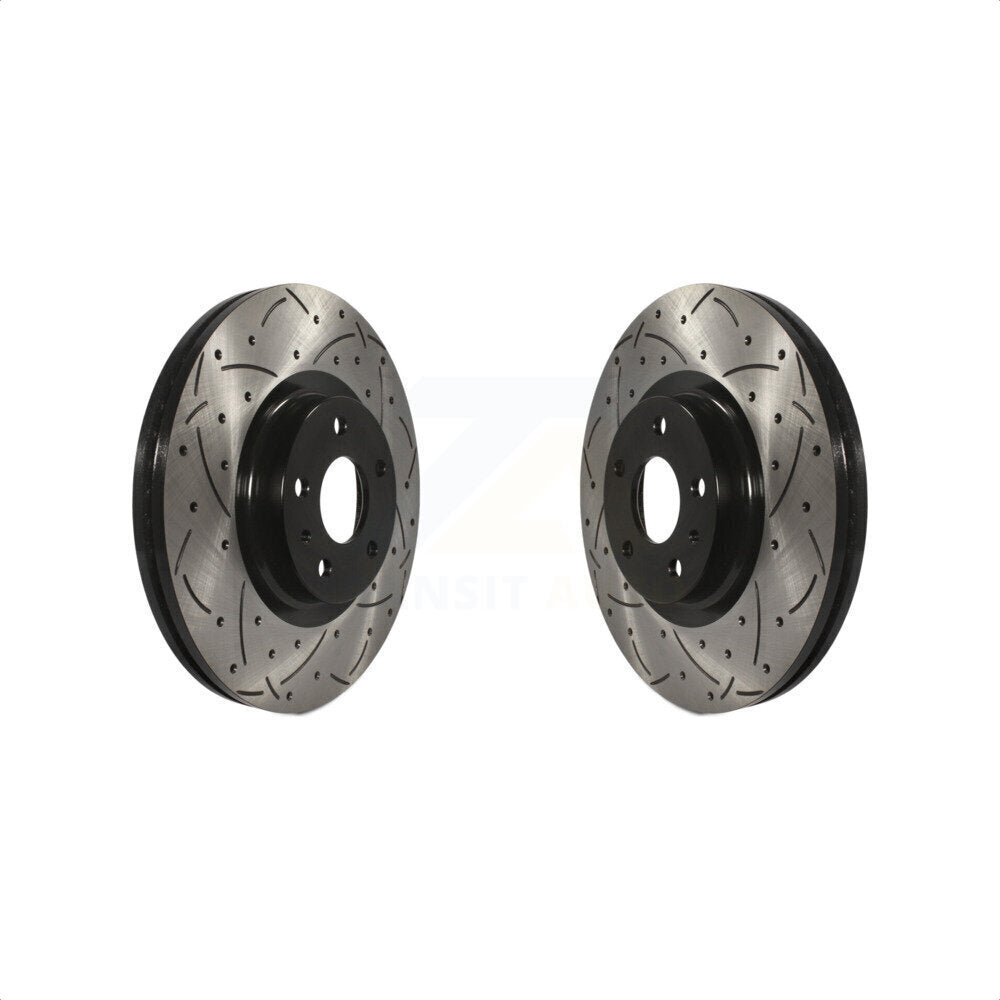 Front Coated Drilled Slotted Disc Brake Rotors Pair For Ford Fusion Lincoln MKZ KD-100020