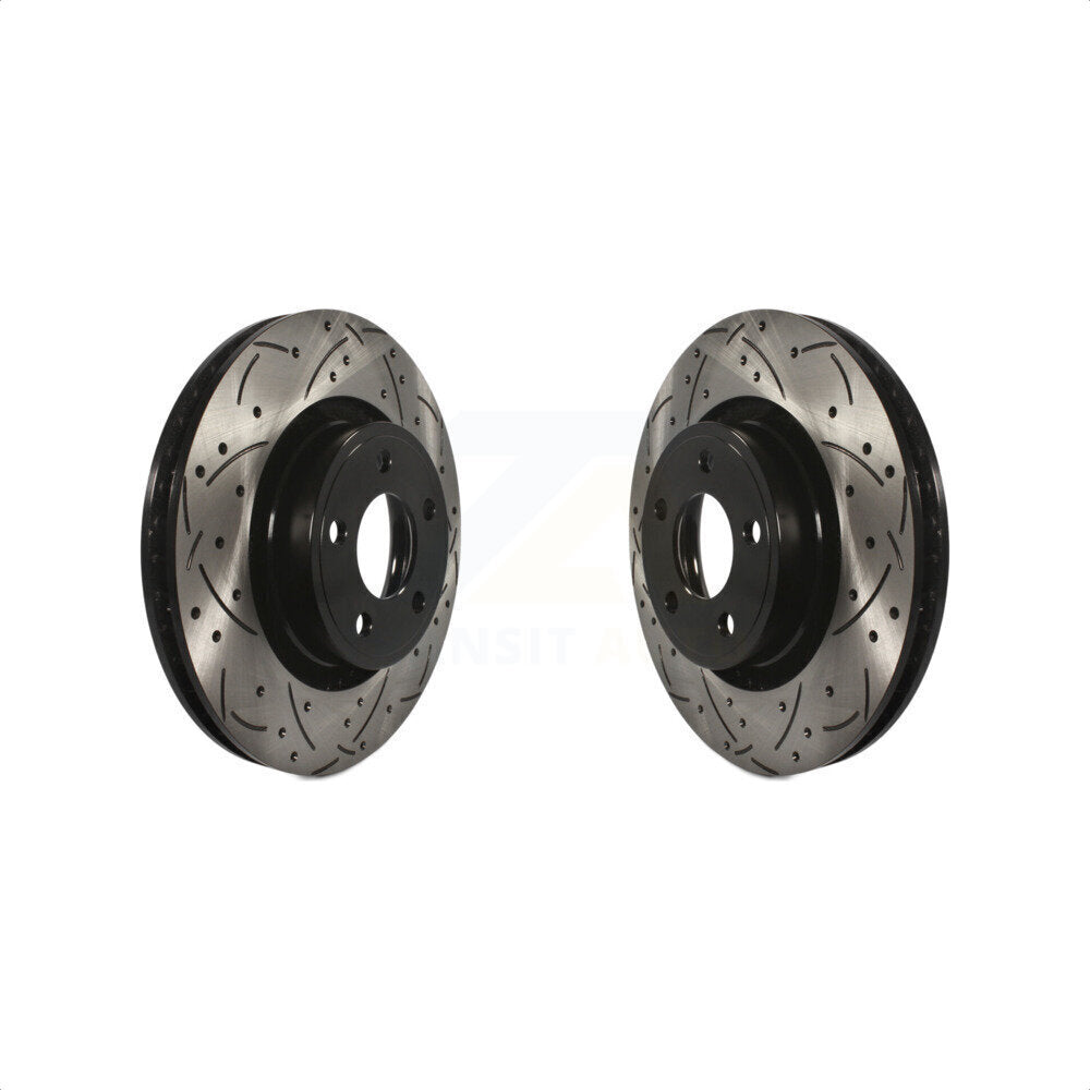 Front Coated Drilled Slotted Disc Brake Rotors Pair For Ford Mustang KD-100022