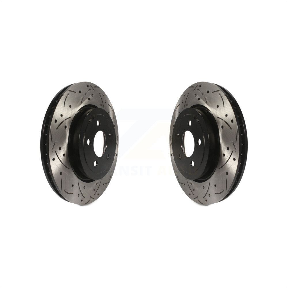 Front Coated Drilled Slotted Disc Brake Rotors Pair For Dodge Charger Chrysler 300 Challenger Magnum KD-100027