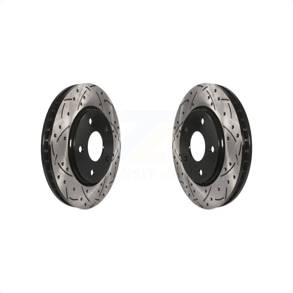 Front Coated Drilled Slotted Disc Brake Rotors Pair For Dodge Grand Caravan Chrysler Town & Country Journey Volkswagen Routan Ram C/V KD-100031