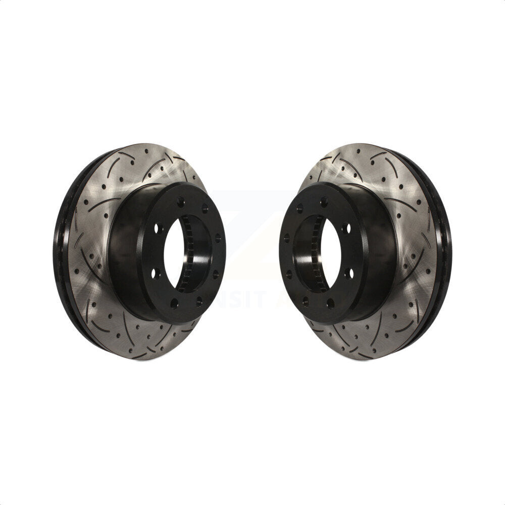 Front Coated Drilled Slotted Disc Brake Rotors Pair For Ram 2500 3500 1500 Dodge KD-100032