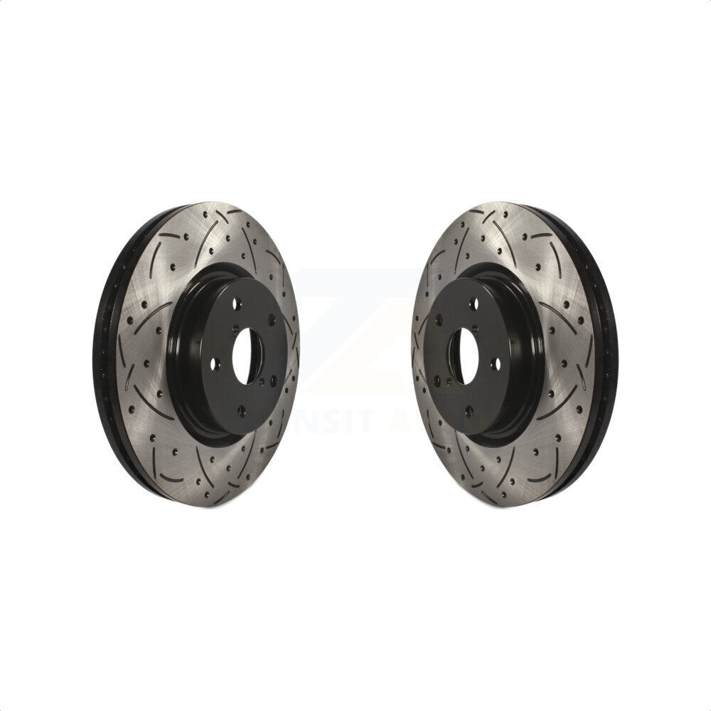 Front Coated Drilled Slotted Disc Brake Rotors Pair For Subaru Outback Legacy WRX Tribeca B9 KD-100044