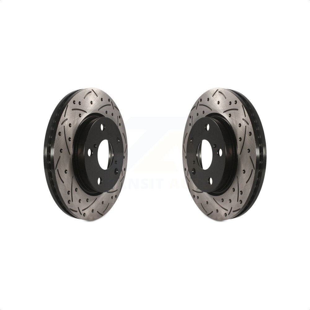 Front Coated Drilled Slotted Disc Brake Rotors Pair For Toyota RAV4 Scion xB Prius V Lexus HS250h KD-100049