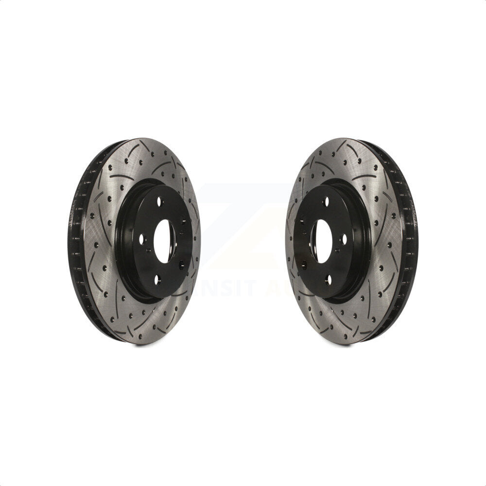Front Coated Drilled Slotted Disc Brake Rotors Pair For Lexus IS250 KD-100050