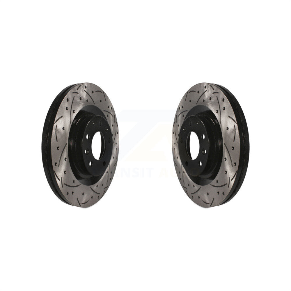 Front Coated Drilled Slotted Disc Brake Rotors Pair For Ford Edge Lincoln MKX Mazda CX-9 KD-100055