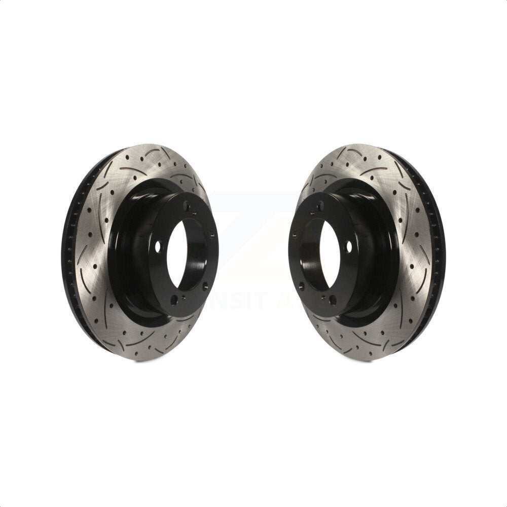 Front Coated Drilled Slotted Disc Brake Rotors Pair For Toyota Tundra Sequoia Lexus LX570 Land Cruiser KD-100056