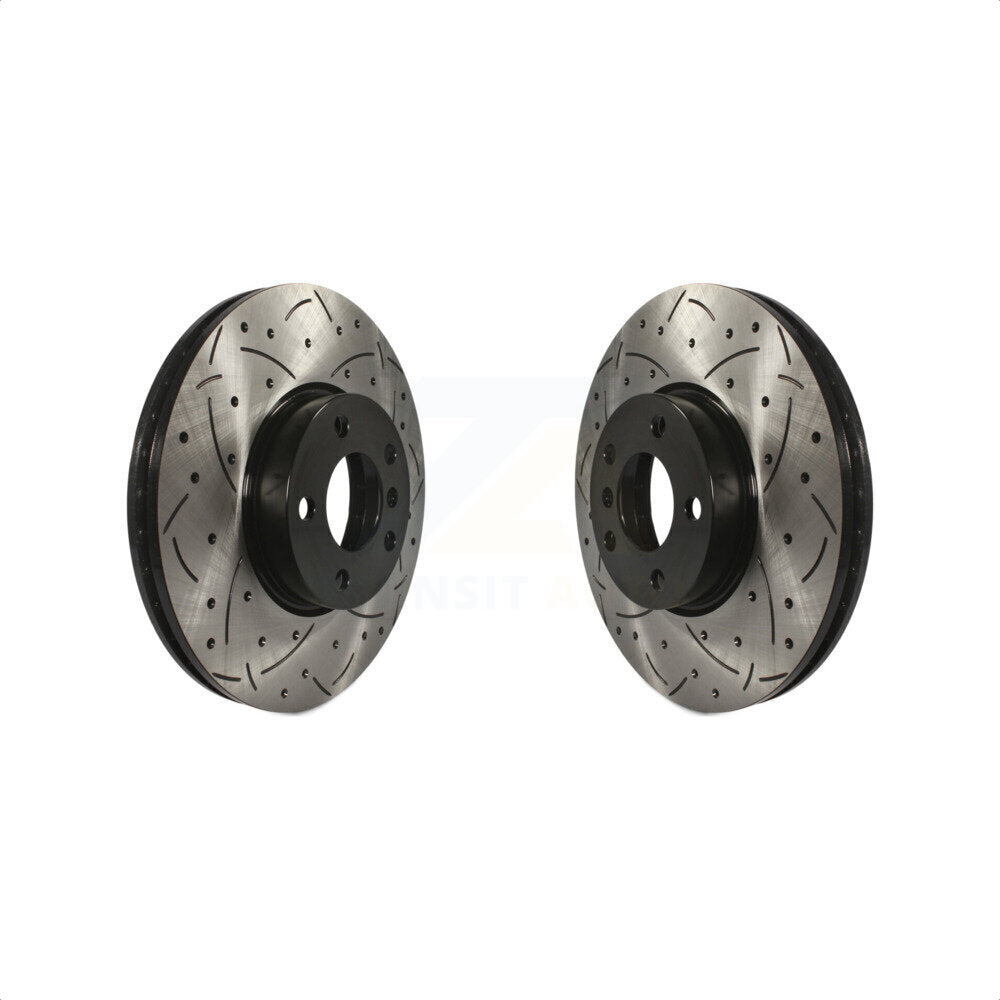 Front Coated Drilled Slotted Disc Brake Rotors Pair For BMW X5 X6 KD-100057
