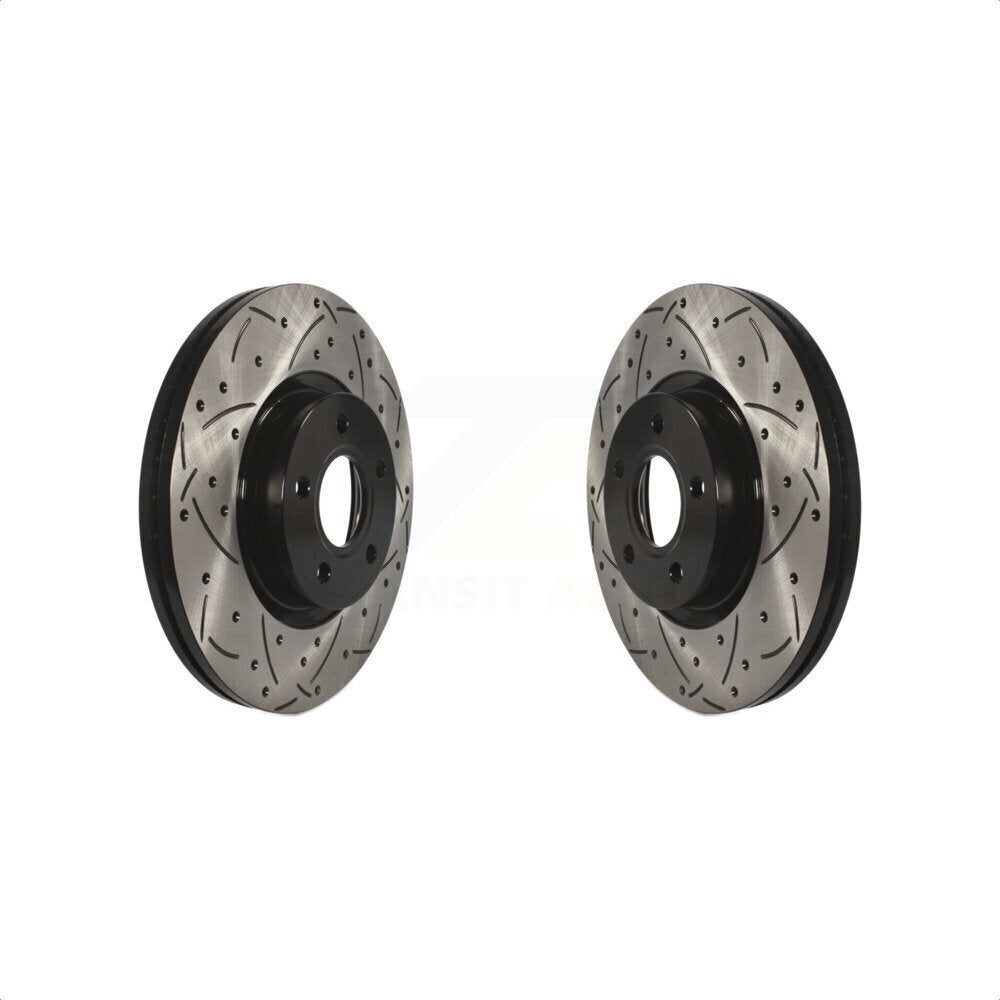 Front Coated Drilled Slotted Disc Brake Rotors Pair For Ford Escape Volvo C-Max S40 C70 C30 V50 KD-100059