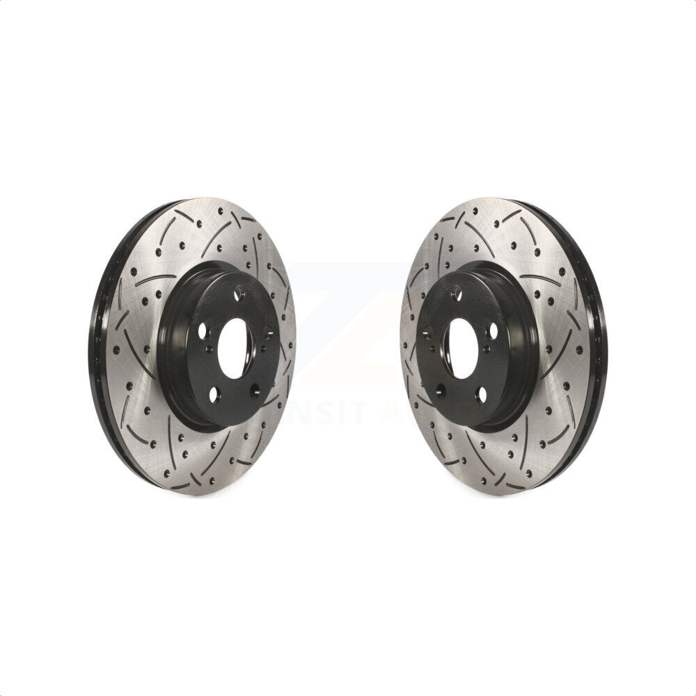 Front Coated Drilled Slotted Disc Brake Rotors Pair For Toyota Corolla Scion xD Matrix Pontiac Vibe KD-100062