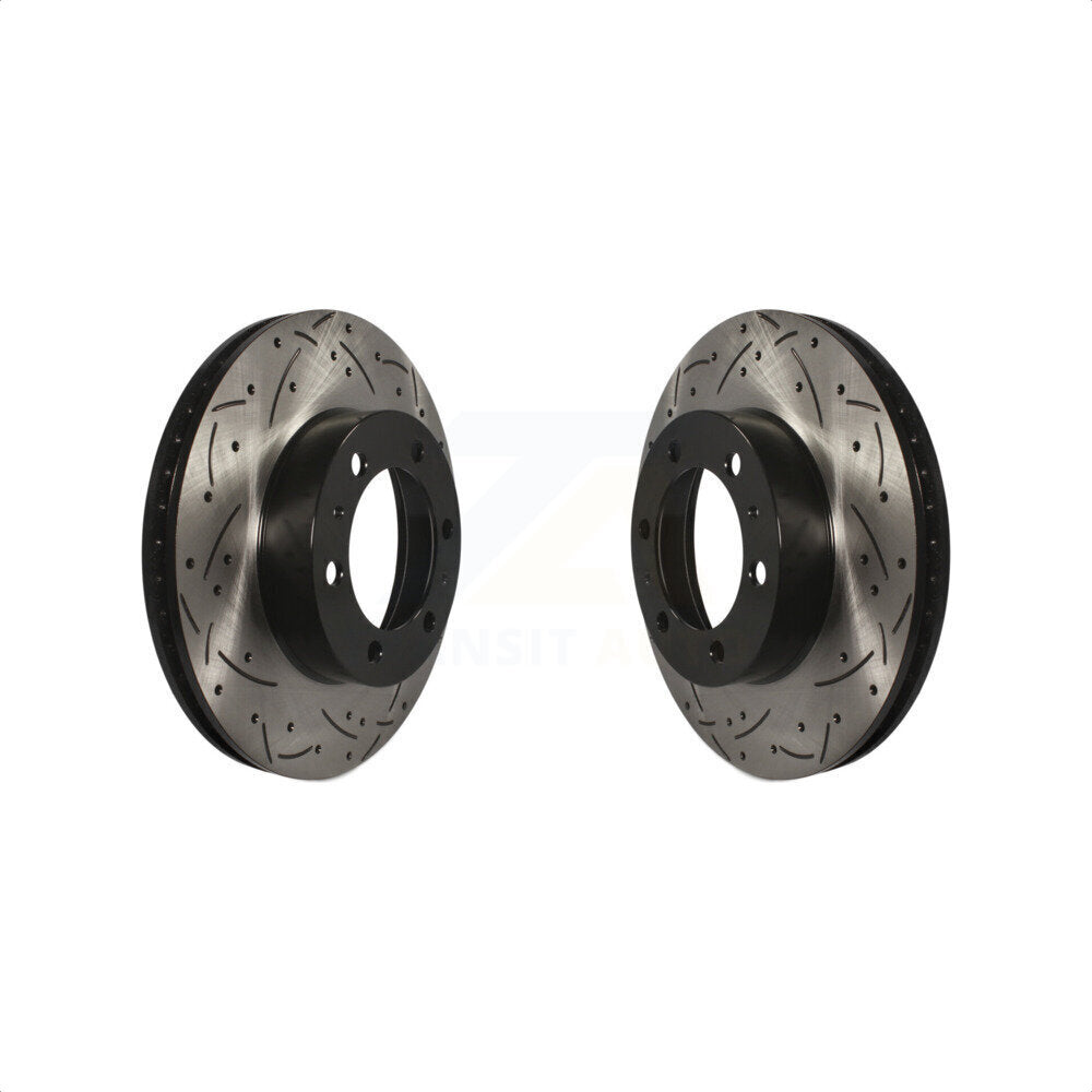 Front Coated Drilled Slotted Disc Brake Rotors Pair For Toyota Tacoma 4Runner FJ Cruiser KD-100068