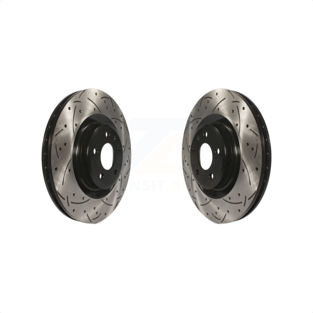 Front Coated Drilled Slotted Disc Brake Rotors Pair For Audi Q5 Porsche Macan A6 Quattro S5 S4 A7 A5 A4 KD-100069
