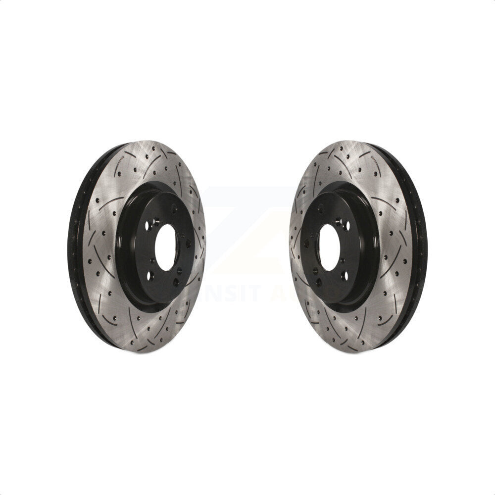 Front Coated Drilled Slotted Disc Brake Rotors Pair For Honda Odyssey Acura TL KD-100070