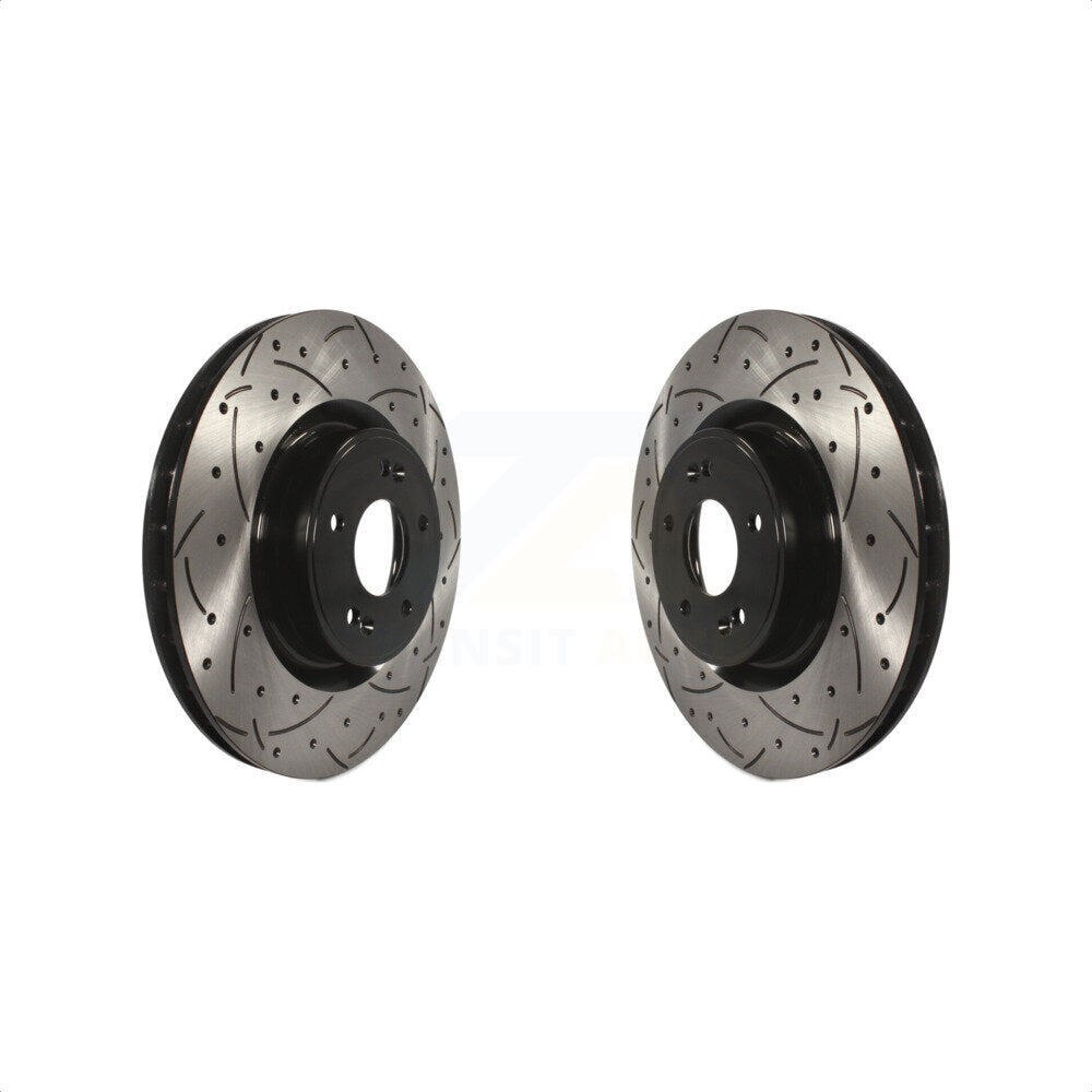 Front Coated Drilled Slotted Disc Brake Rotors Pair For Hyundai Genesis Coupe KD-100071