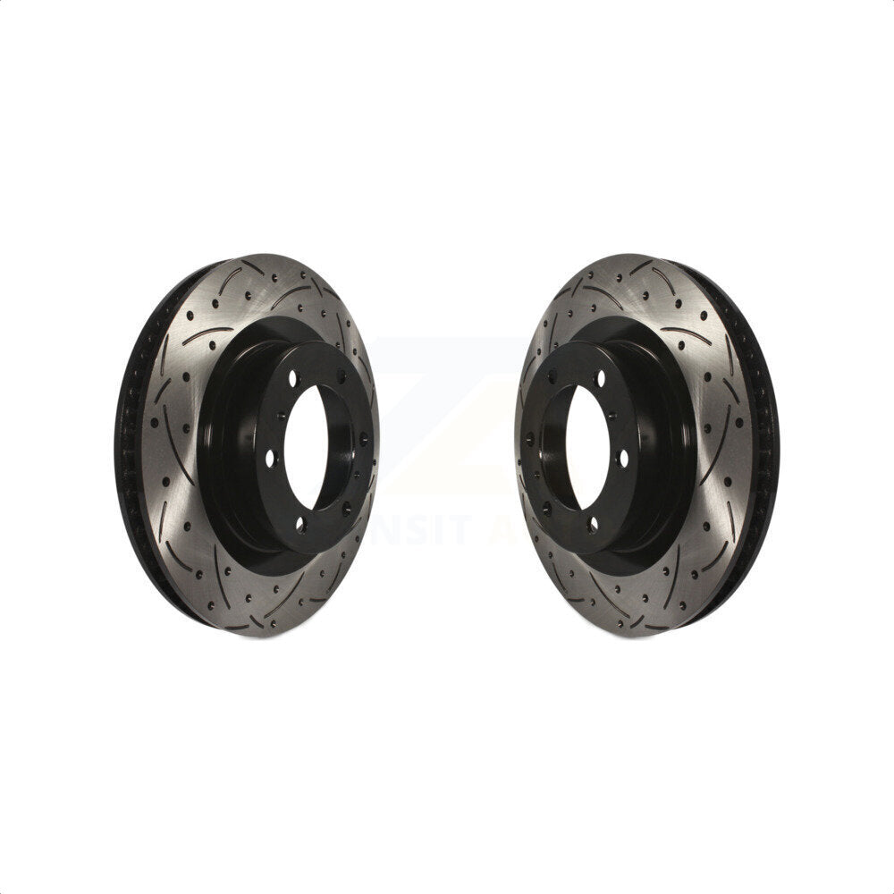 Front Coated Drilled Slotted Disc Brake Rotors Pair For 2010-2022 Toyota 4Runner Lexus GX460 KD-100074