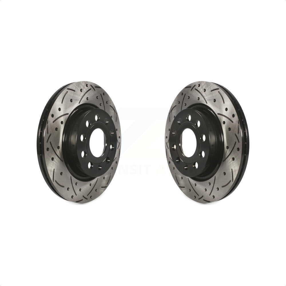 Front Coated Drilled Slotted Disc Brake Rotors Pair For Volkswagen Jetta GTI Audi A3 Quattro With 280mm Diameter Rotor KD-100080