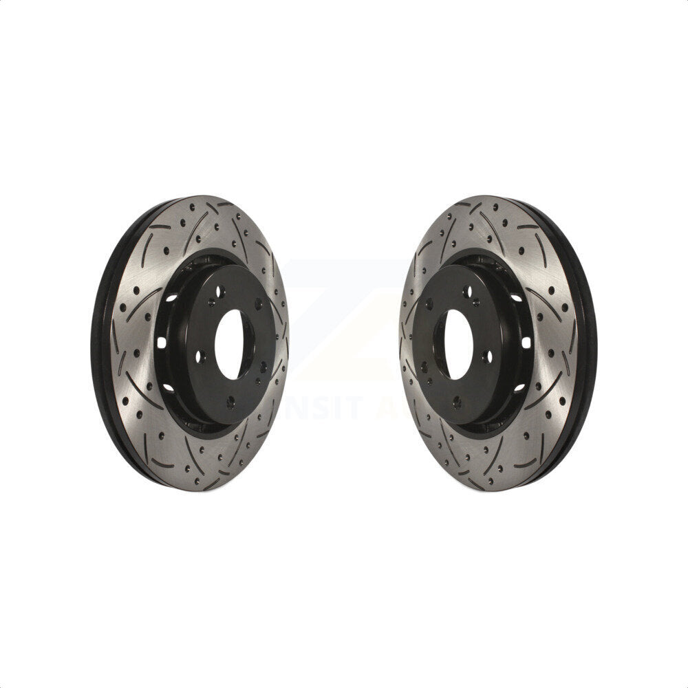 Front Coated Drilled Slotted Disc Brake Rotors Pair For Mitsubishi Lancer KD-100081