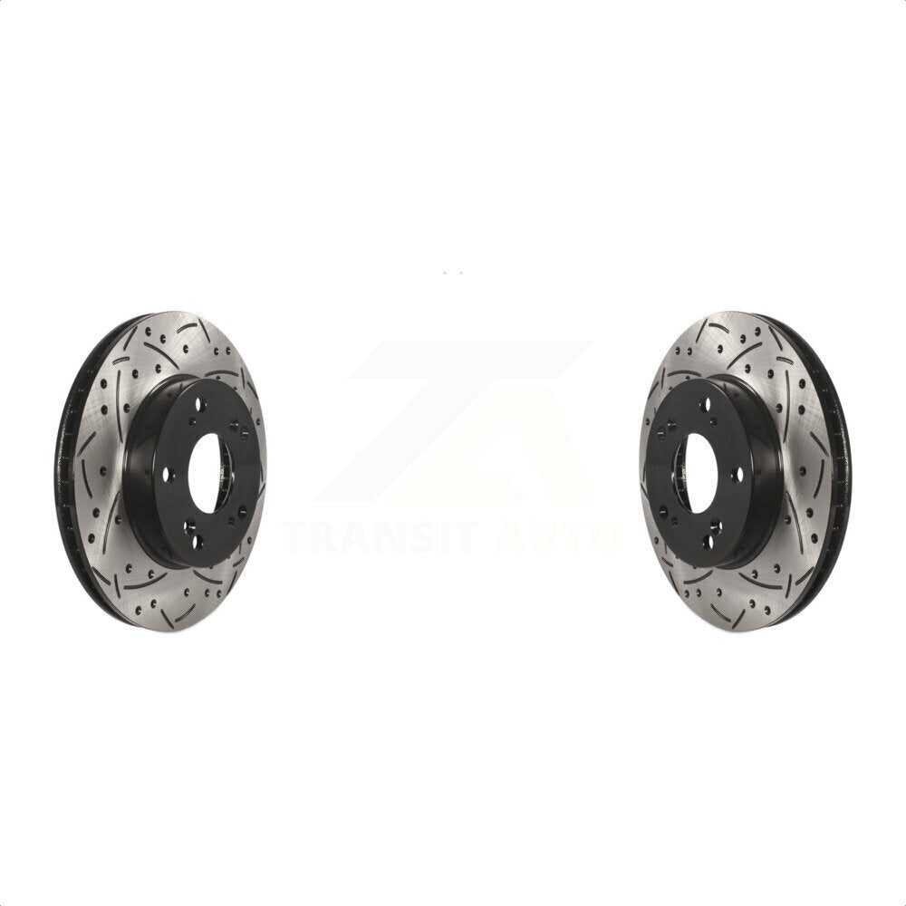 Front Coated Drilled Slotted Disc Brake Rotors Pair For Honda Civic Acura ILX KD-100084