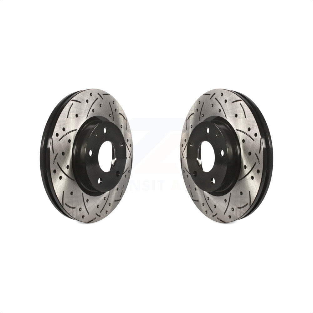 Front Coated Drilled Slotted Disc Brake Rotors Pair For Mazda 6 CX-5 KD-100086