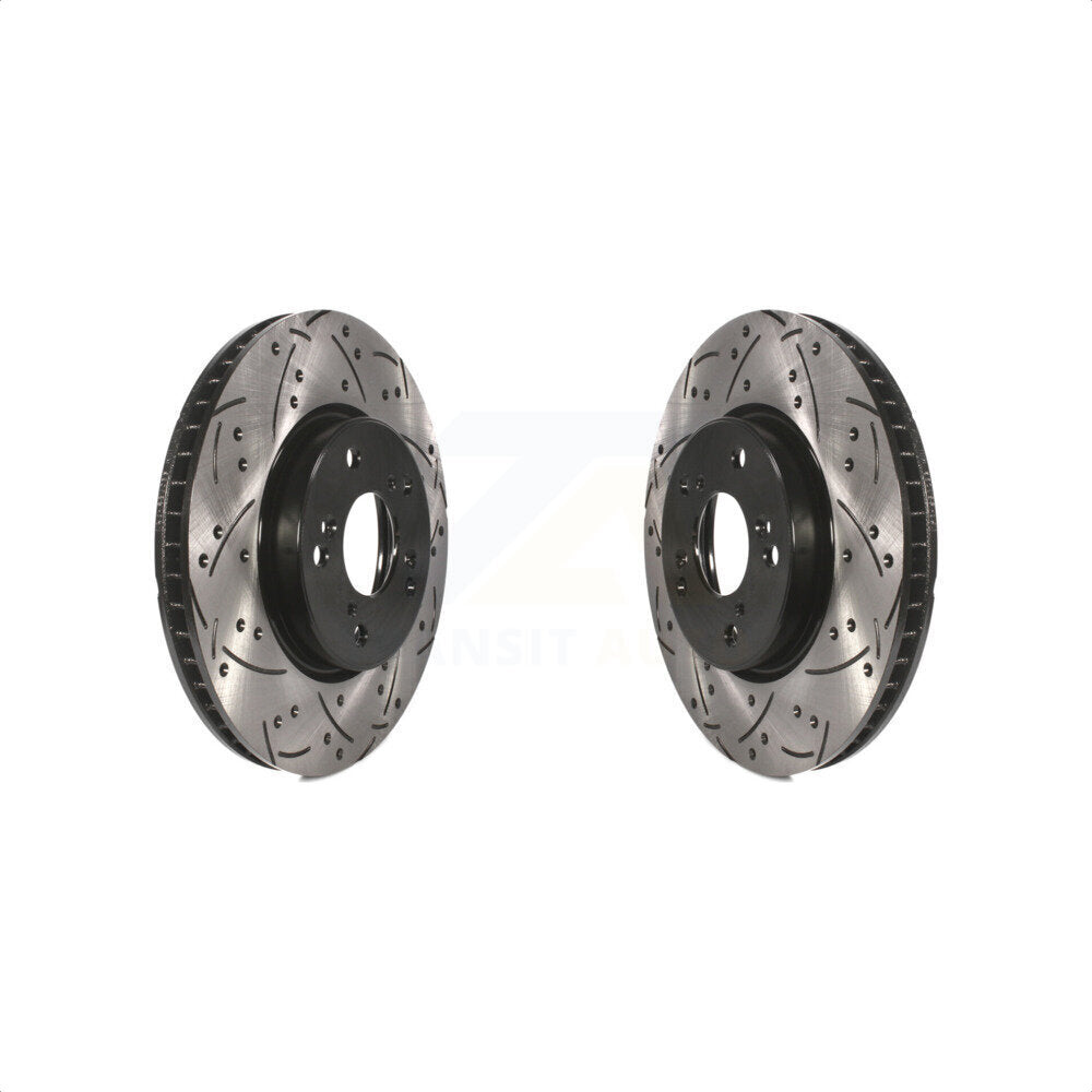 Front Coated Drilled Slotted Disc Brake Rotors Pair For Honda Accord Civic KD-100088