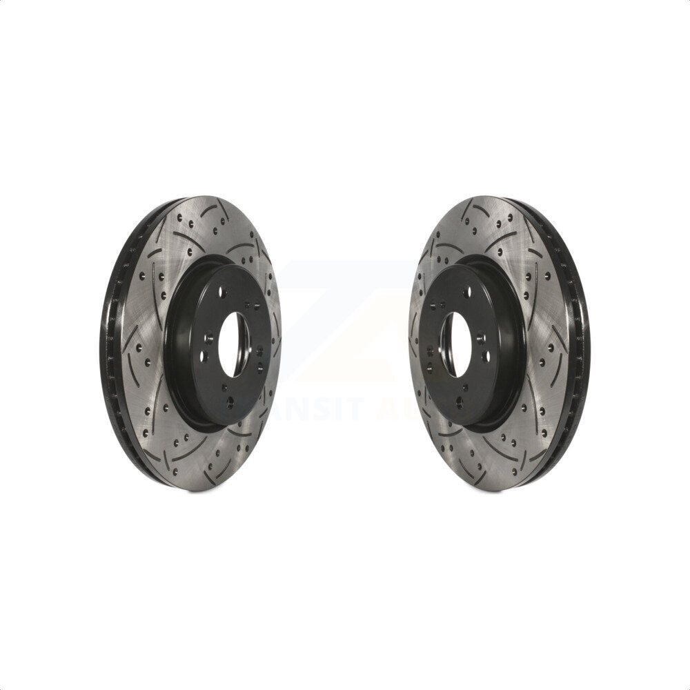 Front Coated Drilled Slotted Disc Brake Rotors Pair For Honda Accord HR-V CR-V KD-100089