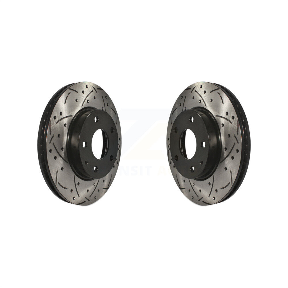 Front Coated Drilled Slotted Disc Brake Rotors Pair For Mazda 3 CX-3 Sport KD-100095
