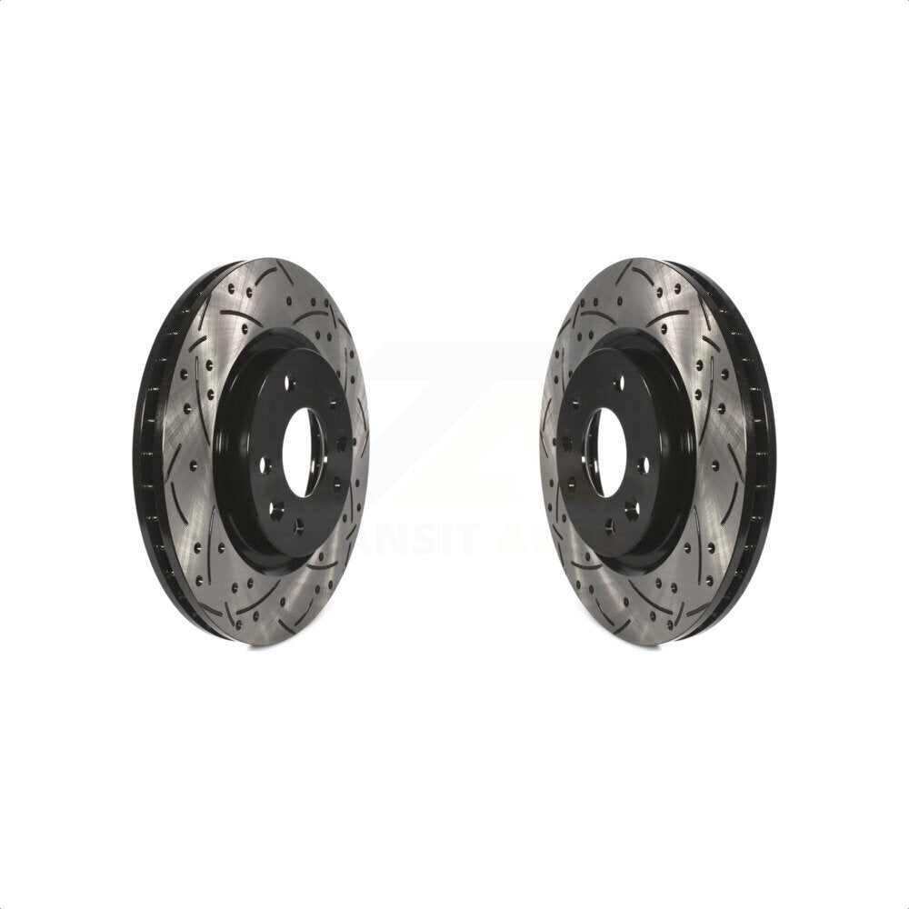 Front Coated Drilled Slotted Disc Brake Rotors Pair For Nissan Rogue Sport LEAF Qashqai KD-100096